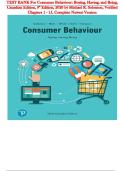 Test Bank for Consumer Behaviour&colon; Buying&comma; Having&comma; and Being 9th Canadian Edition Solomon &vert; Chapters 1-15 &vert; Complete Guide with MC&comma; TF&comma; ES Questions & Answers