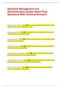 Business Management and Administration Cluster Exam Prep Questions With Outlined Answers