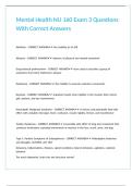 Mental Health NU 160 Exam 3 Questions With Correct Answers