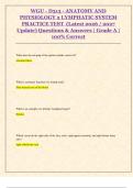 WGU - D313 - ANATOMY AND  PHYSIOLOGY 2 LYMPHATIC SYSTEM  PRACTICE TEST  &lpar;Latest 2026 &sol; 2027  Update&rpar; Questions & Answers &vert; Grade A &vert;  100&percnt; Correct 