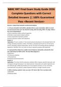 NBRC RRT Final Exam Study Guide 2026  Complete Questions with Correct  Detailed Answers &vert;&vert; 100&percnt; Guaranteed  Pass <Recent Version>