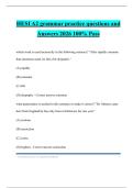 HESI A2 grammar practice questions and Answers 2026 100&percnt; Pass