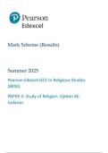 Pearson Edexcel as level Religious Studies &vert;final mark scheme &vert;2025&vert;8RS0&sol;4e