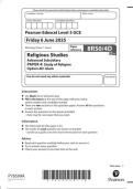 Pearson Edexcel as level Religious Studies &vert;question paper  &vert;2025&vert;8RS0&sol;4d