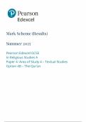 2025 Pearson Edexcel GCSE Religious Studies A Mark Scheme Paper 4 &lpar;1RA0&sol;4B&colon; Area of Study 4 &ndash; Textual Studies&rpar;