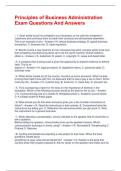 Principles of Business Administration Exam Questions And Answers