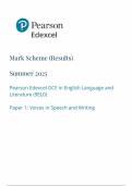 2025 Pearson Edexcel A LEVEL  English Language and Literature  PAPER 1 MARK SCHEME 9EL0&sol;01