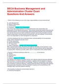 DECA Business Management and Administration Cluster Exam Questions And Answers  