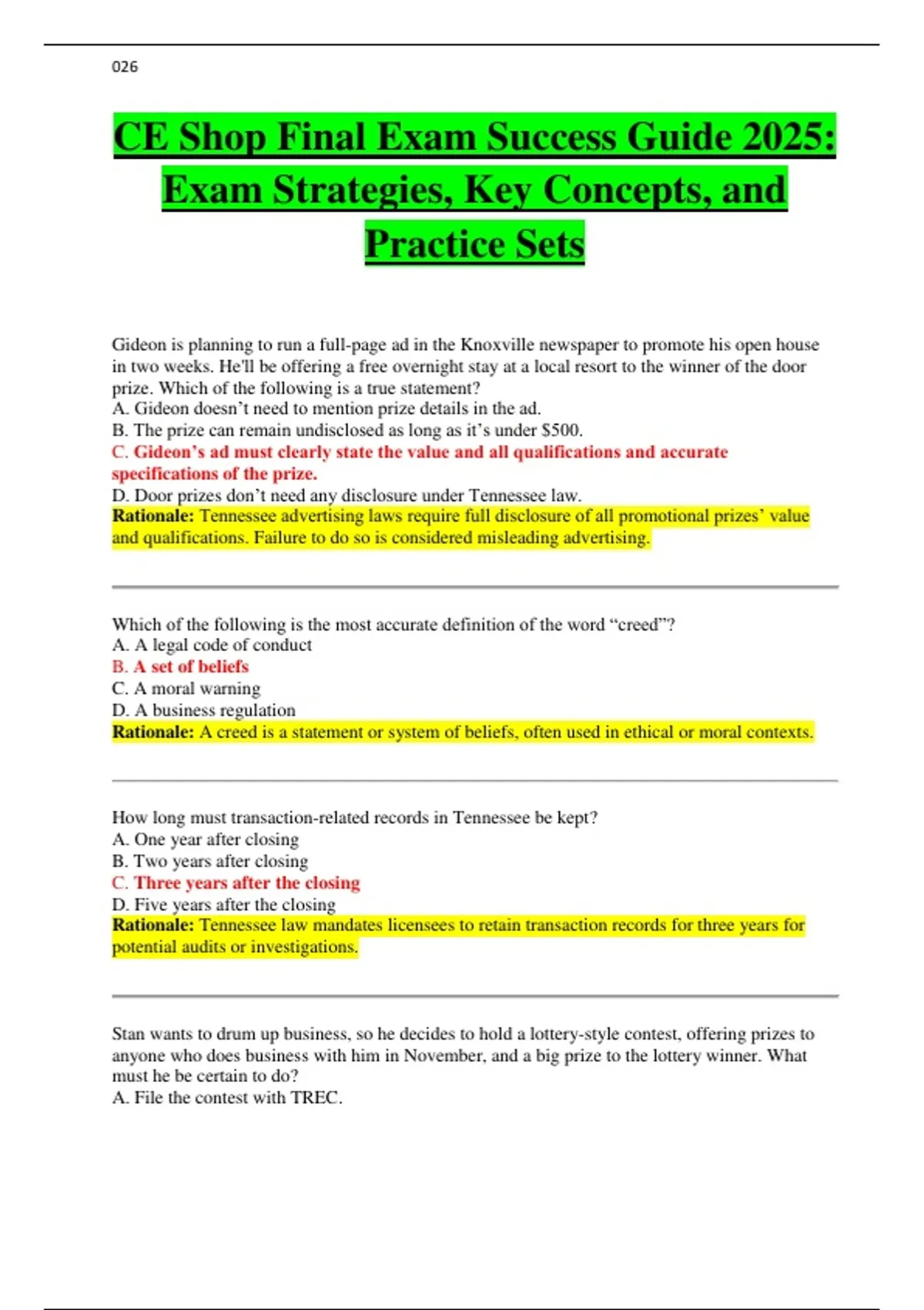 CE Shop Final Exam Success Guide 2025: Exam Strategies, Key Concepts ...