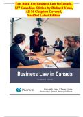 Test Bank for Business Law in Canada&comma; 13th Canadian Edition by Richard Yates &ndash; All Chapters Covered