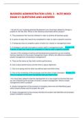 BUSINESS ADMINISTRATION LEVEL 3 - NCFE MOCK EXAM &num;1 QUESTIONS AND ANSWERS