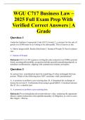 WGU C717 Business Law &ndash; 2025 Full Exam Prep With Verified Correct Answers &vert; A Grade