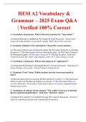 HESI A2 Vocabulary & Grammar &ndash; 2025 Exam Q&A &vert; Verified 100&percnt; Correct