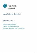  2025 Pearson Edexcel  A LEVEL French PAPER 1 MARK SCHEME&colon; Listening&comma; Reading and Translation  &lpar;9FR0&sol;01