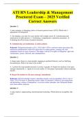 ATI RN Leadership & Management Proctored Exam &ndash; 2025 Verified Correct Answers