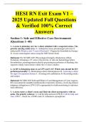 HESI RN Exit Exam V1 – 2025 Updated Full Questions & Verified 100% Correct Answers