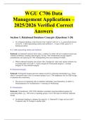 WGU C706 Data Management Applications &ndash; 2025&sol;2026 Verified Correct Answers