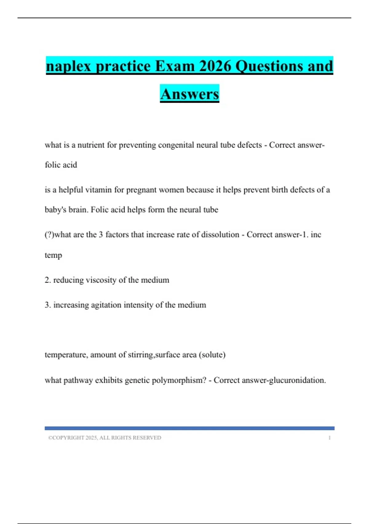 naplex practice Exam 2026 Questions and Answers - NAPLEX - Stuvia US