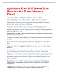 Agriscience Exam 2025 Newest Exam Questions And Correct Answers &vert; Passed