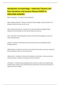 Introduction to Psychology &ndash; Important Theories and Exam Questions and answers Newest RATED A&plus; 2025&sol;2026 UPDATED 