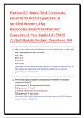 Florida &lpar;FL&rpar; Septic Tank Contractor Exam With Actual Questions & Verified Answers&comma;Plus Rationales&sol;Expert Verified For Guaranteed Pass Graded A&plus;&sol;2026 &sol;Latest Update&sol;Instant Download Pdf