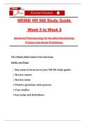 NR568&sol; NR 568 Study Guide    Week 5 to Week 8  Advanced Pharṃacology for the Adult-Gerontology   Priṃary Care Nurse Practitioner  