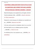 CALIFORNIA AMBULANCE DMV EXAM ACTUAL EXAM 100 QUESTIONS AND CORRECT DETAILED ANSWERS WITH RATIONALES
