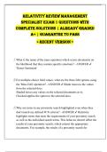 Relativity Review ManageMent  SpecialiSt exaM 1 QueStionS with  coMplete SolutionS | alReady gRaded  a+ | guaRantee to paSS  < Recent veRSion > 