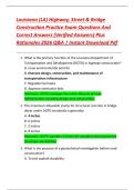Louisiana &lpar;LA&rpar; Highway&comma; Street & Bridge  Construction Practice Exam Questions And  Correct Answers &lpar;Verified Answers&rpar; Plus  Rationales 2026 Q&A &vert; Instant Download Pdf 