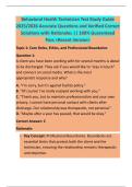 Behavioral Health Technician Test Study Guide  2025&sol;2026 Accurate Questions and Verified Correct  Solutions with Rationales &vert;&vert; 100&percnt; Guaranteed  Pass <Recent Version>