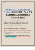 ATI RN VATI Comprehensive Predictor 2025&sol;2026 &ndash; Form A & B Complete Questions and Correct Answers