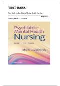 Test Bank for Psychiatric-Mental Health Nursing 9th&comma; North American Edition by SHEILA L&period; VIDEBECK &comma; ISBN&colon; 9781975184773 &vert;All Chapters Included&vert; Guide A&plus;