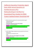 California Executive Protection Agent Exam With Actual Questions & Verified Answers&comma;Plus Rationales&sol;Expert Verified For Guaranteed Pass Graded A&plus;&sol;2026 &sol;Latest Update&sol;Instant Download Pdf