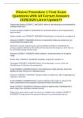 Clinical Procedure 1 Final Exam Questions With All Correct Answers 2025&vert;2026 Latest Update&excl;&excl;&excl;