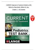TEST BANK for CURRENT Diagnosis & Treatment Pediatrics&comma; 26th Edition by Maya Bunik & William W&period; Hay &ndash; Verified Chapters 1-46 &vert; Latest 2025 Complete Version