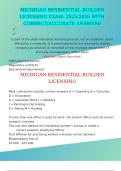 MICHIGAN RESIDENTIAL BUILDER LICENSING EXAM&colon; 2025&sol;2026 WITH CORRECT&sol;ACCURATE ANSWERS