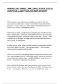 NURSING AND HEALTH CARE EXAM 3 REVIEW 2025&sol;26 QUESTIONS & ANSWERS RATED 100&percnt; CORRECT&period;