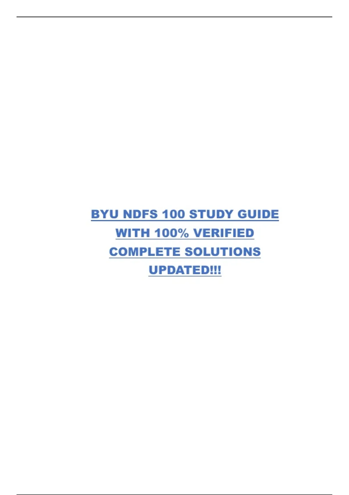 BYU NDFS 100 STUDY GUIDE WITH 100% VERIFIED COMPLETE SOLUTIONS UPDATED ...