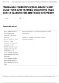 Florida non-resident insurance adjuster exam QUESTIONS AND VERIFIED SOLUTIONS &vert;2025 EXAM &vert; ELABORATED &DETAILED ANSWERS&excl;&excl;