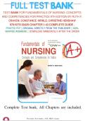 TEST BANK FOR FUNDAMENTALS OF NURSING&colon; CONCEPTS AND COMPETENCIES FOR PRACTICE 9TH EDITION BY RUTH F&period; CRAVEN&semi; CONSTANCE HIRNLE&semi; CHRISTINE HENSHAW ISBN&period; 9781975120429 CHAPTER 1-43 COMPLETE GUIDE A&plus;