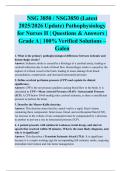 NSG 3850 &sol; NSG3850 &lpar;Latest  2025&sol;2026 Update&rpar; Pathophysiology  for Nurses II &vert; Questions & Answers &vert;  Grade A &vert; 100&percnt; Verified Solutions &ndash; Galen
