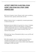 ACTIVITY DIRECTOR CLASS FINAL EXAM SCRIPT 2026 EXAM Q&A STUDY GUIDE UPDATED 2026