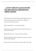 ACTIVITY DIRECTOR CLASS EXAM PREP TEST BANK 2026 FULL QUESTIONS WITH VERIFIED ANSWERS