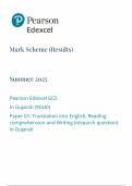2025 Pearson Edexcel A LEVEL Gujarati PAPER 1 MARK SCHEME &lpar;9GU0&sol;01