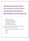 Ohio CNC Operator Level 1 Practice  Exam Questions And Correct Answers  &lpar;Verified Answers&rpar; Plus Rationales  2025&vert;2026 Q&A &vert; Instant Download Pdf 