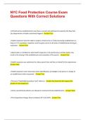 NYC Food Protection Course Exam Questions With Correct Solutions &vert;&vert; 100&percnt; pass