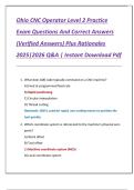 Ohio CNC Operator Level 2 Practice  Exam Questions And Correct Answers  &lpar;Verified Answers&rpar; Plus Rationales  2025&vert;2026 Q&A &vert; Instant Download Pdf 