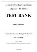 Test Bank &mdash; Automotive Steering&comma; Suspension & Alignment&comma; 8th Edition &mdash; James D&period; Halderman