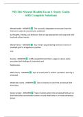 NR 326-Mental Health Exam 1 Study Guide with Complete Solutions