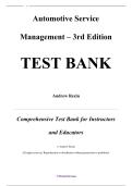 Test Bank &mdash; Automotive Service Management&comma; 3rd Edition &mdash; Andrew Rezin &mdash; ISBN 9780134709857